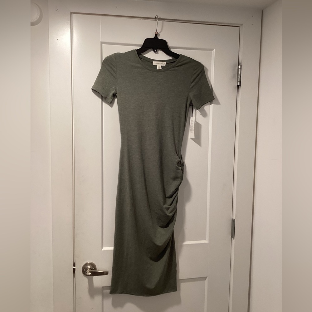 Nwt Treasure & Bond Size XXS Side Ruched Bodycon MIDI Dress‎
